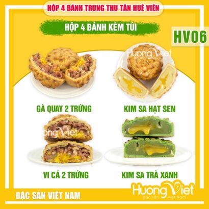 Hộp Bánh Trung Thu Tân Huê Viên 4 Bánh (200g/bánh) - Mã HV06