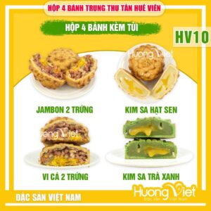 Hộp Bánh Trung Thu Tân Huê Viên 4 Bánh (200g/bánh) - Mã HV10 Hộp Bánh Trung Thu Tân Huê Viên 4 Bánh (200g/bánh) - Mã HV10