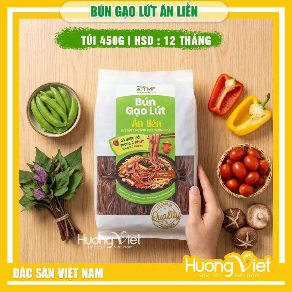 Bún gạo lứt ăn liền Tâm Minh Foods - Túi 450g Bún gạo lứt ăn liền Tâm Minh Foods - Túi 450g
