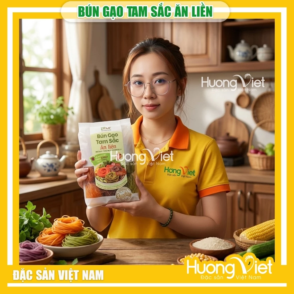 Bún gạo Tam Sắc ăn liền Tâm Minh Foods - Túi 450g Bún gạo Tam Sắc ăn liền Tâm Minh Foods - Túi 450g