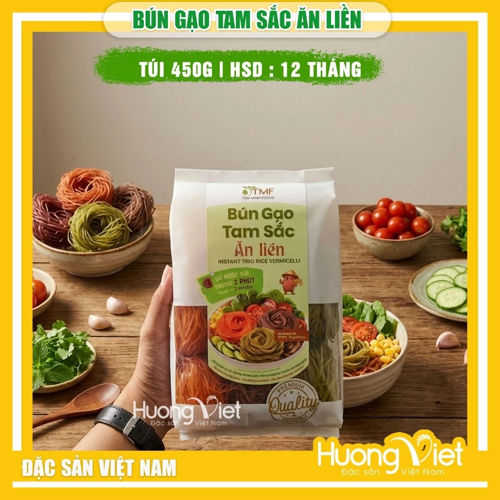 Bún gạo Tam Sắc ăn liền Tâm Minh Foods - Túi 450g Bún gạo Tam Sắc ăn liền Tâm Minh Foods - Túi 450g