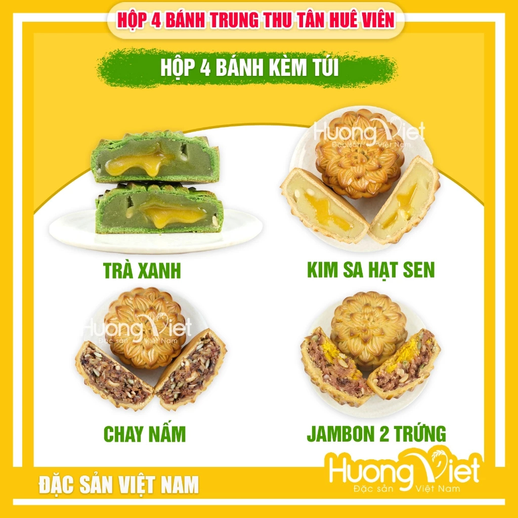 Hộp Bánh Trung Thu Tân Huê Viên 4 Bánh (200g/bánh) – Mã HV07 Hộp Bánh Trung Thu Tân Huê Viên 4 Bánh (200g/bánh) – Mã HV07