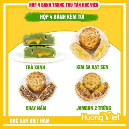 Hộp Bánh Trung Thu Tân Huê Viên 4 Bánh (200g/bánh) – Mã HV09