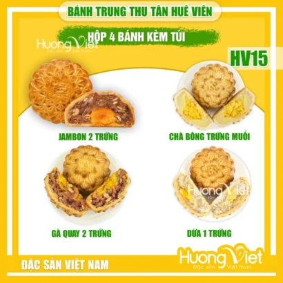 Hộp Bánh Trung Thu Tân Huê Viên 4 Bánh (200g/bánh) – Mã HV15