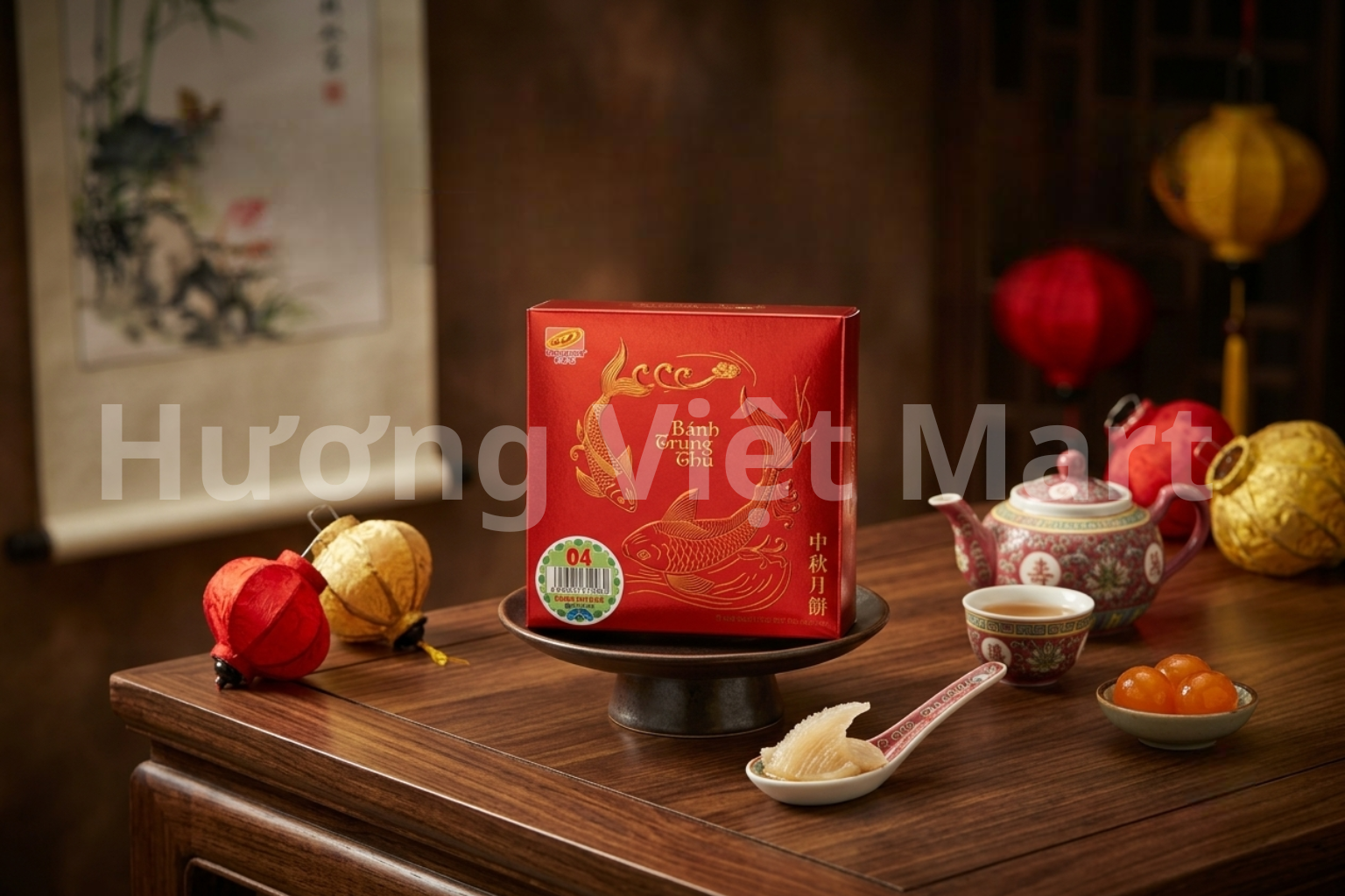 Sợi vi cá trong suốt, giòn sừn sựt được phối trộn khéo léo cùng các nguyên liệu truyền thống của nhân thập cẩm. Nó không lấn át các hương vị khác. Nâng tầm sự sang trọng cho chiếc bánh.