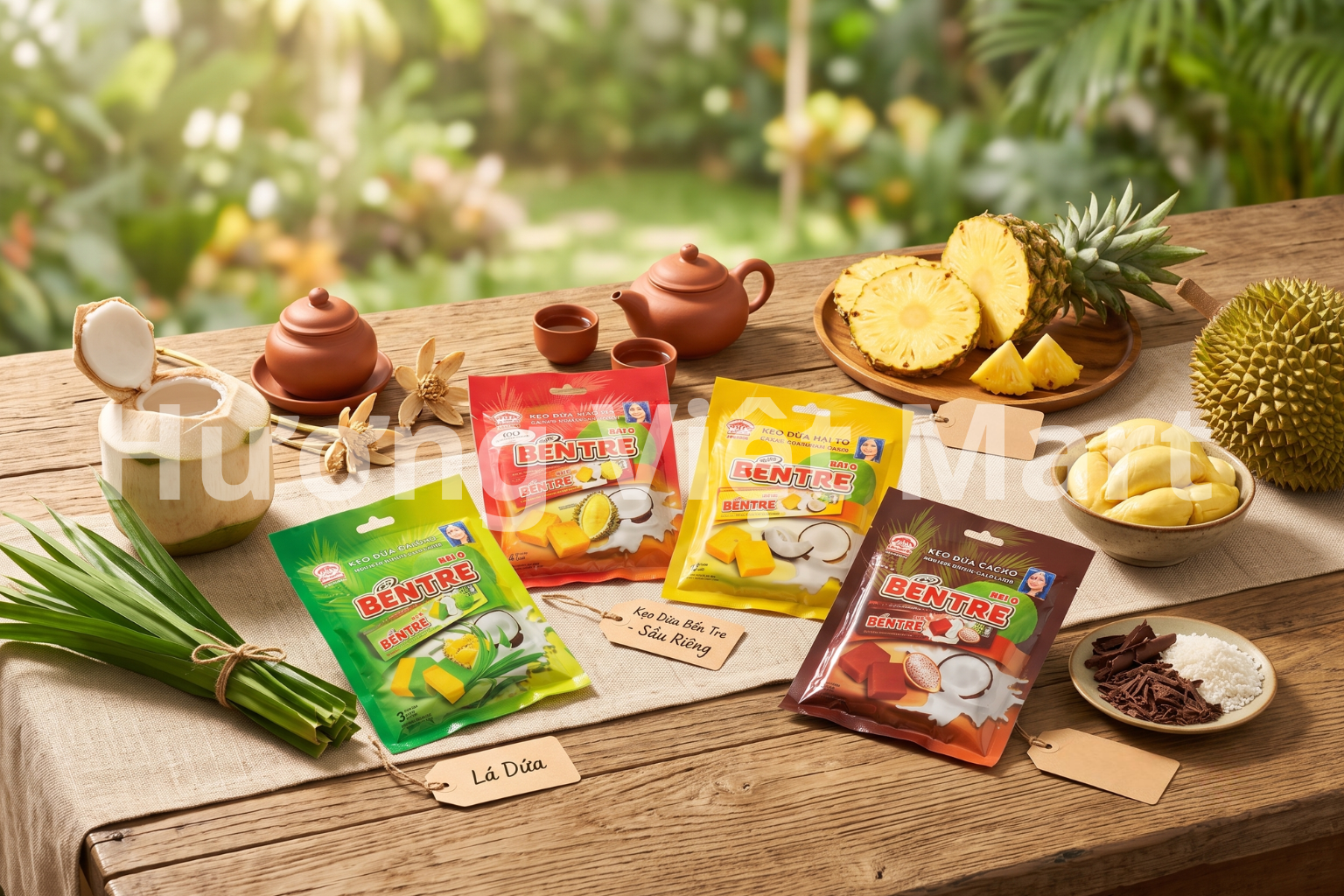 Vị ngon xứ dừa Bến Tre: trọn bộ 4 hương vị đặc sản lá dứa, sầu riêng, dứa và cacao